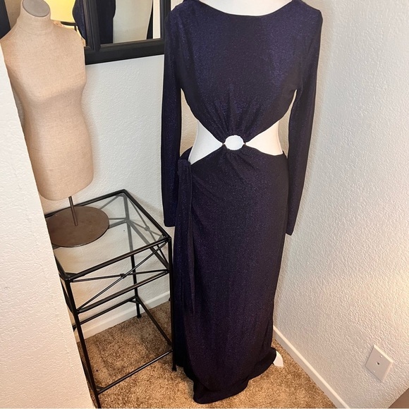 MESHKI Navy Christina Backless Wrap Dress Size L NWT - Picture 4 of 11